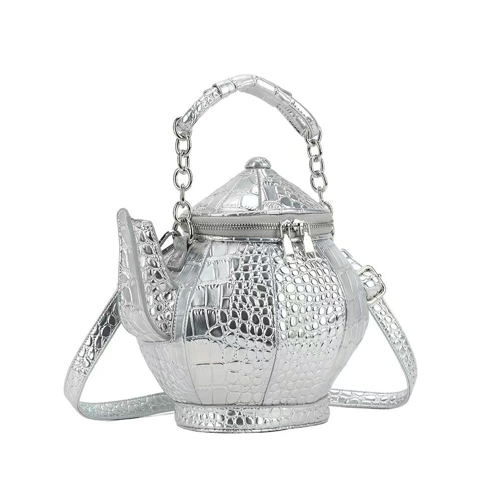 Women's Crocodile Pattern Creative Chinese Style Teapot Shoulder Bags