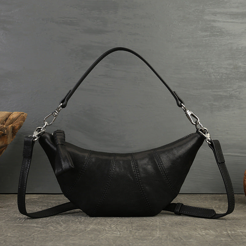 Women's Style Top Layer Crystal Vegetable Tanning Leather Horn Genuine Handbags