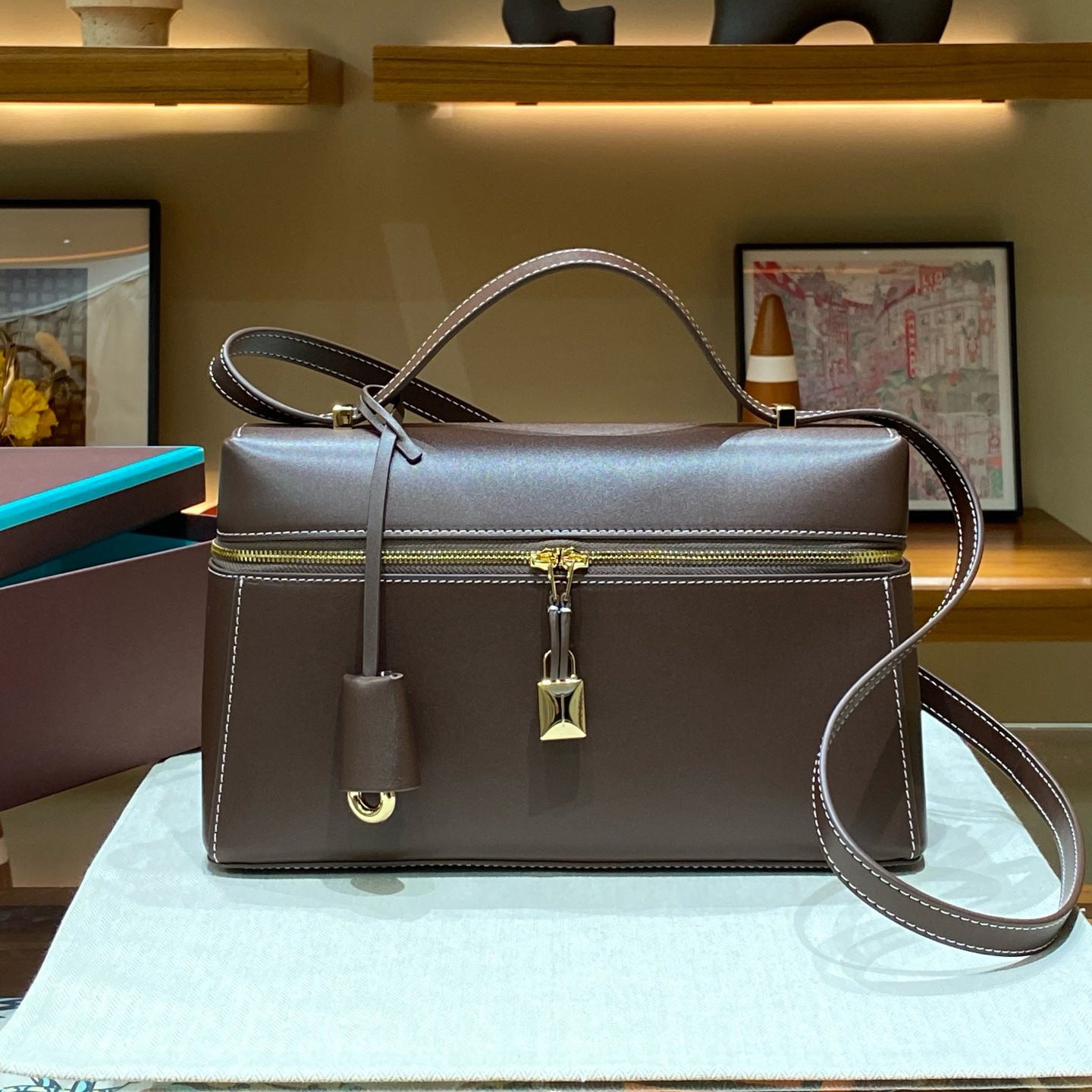 Women's Genuine Leather Lunch Box Large Clutch Armpit Bags