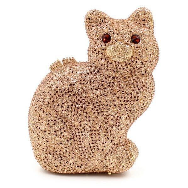 Women's Kitty Rhinestone Hollow Metal Crystal Dinner Evening Bags