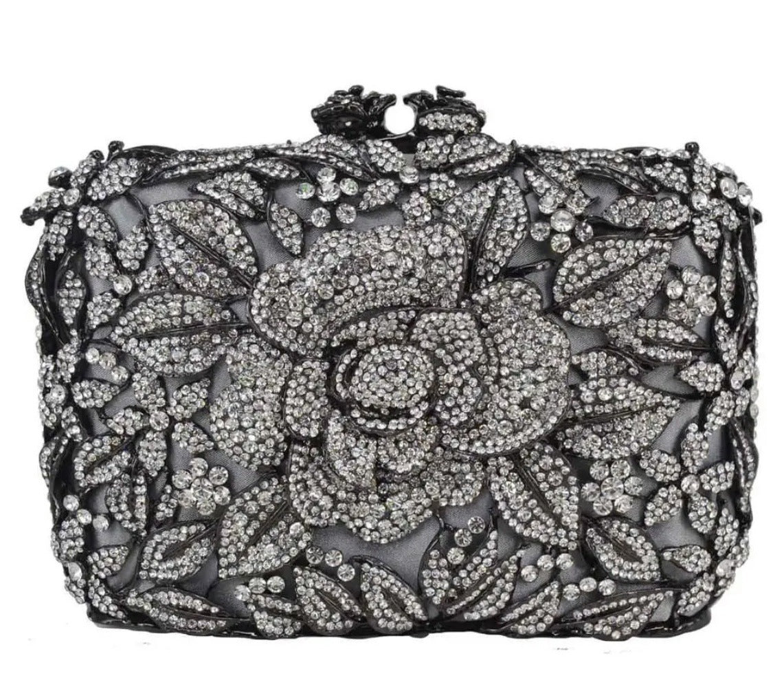 Women's Selected Diamond Hollow Pink Rose Banquet Evening Bags