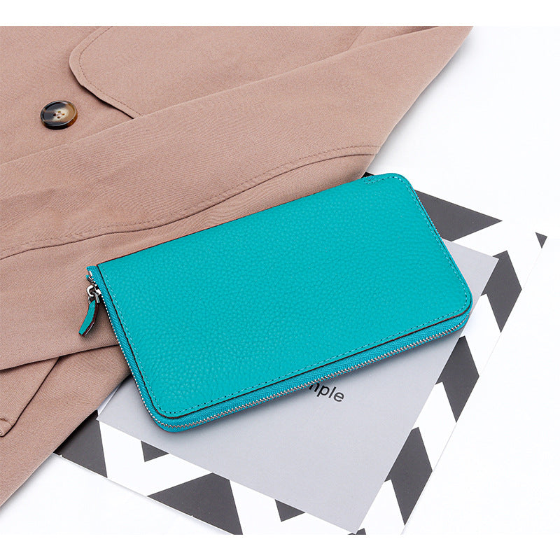 Long Genuine Leather Zipper Large Capacity Ladies Wallets