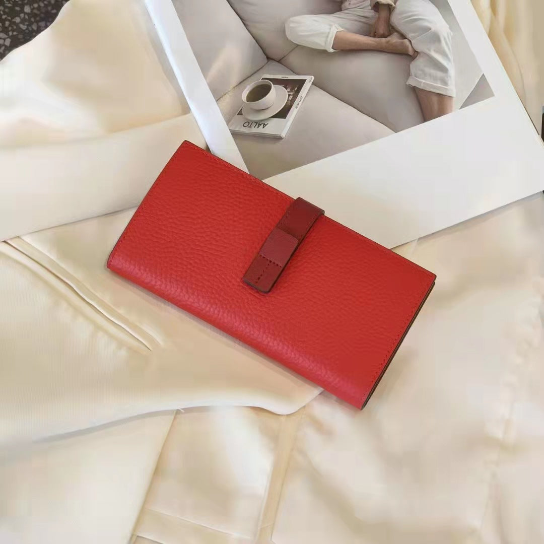 Classic Long First Layer Cowhide Clutch Handbags