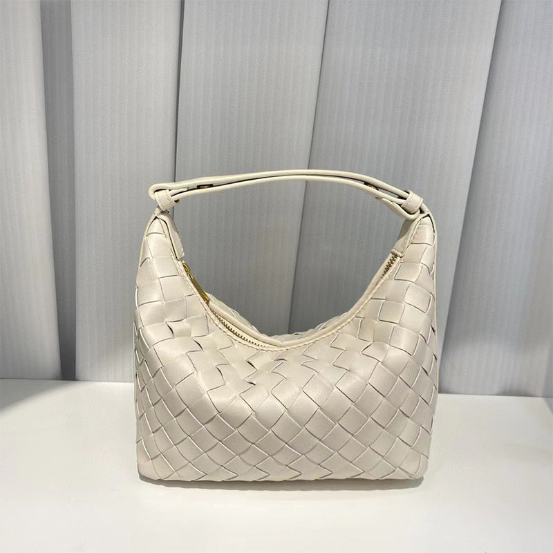 Women's Lunch Box Underarm Genuine Leather Woven Handbags