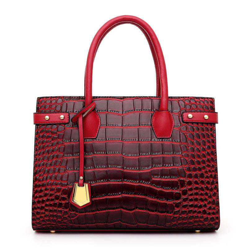 Women's Fan Crocodile Pattern Fashion Embossed Versatile Shoulder Bags