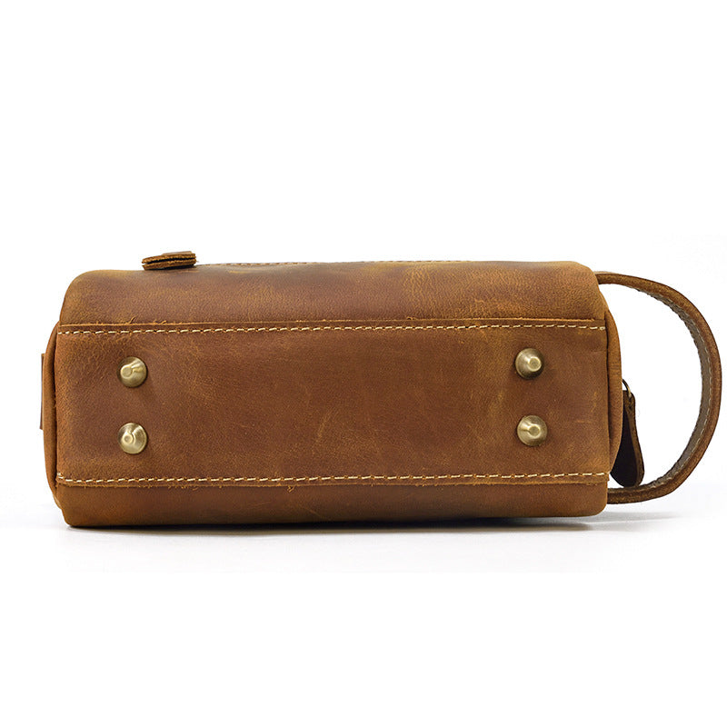 Men's Leather Clutch Retro Crazy Horse Neutral Wash Men's Handbags