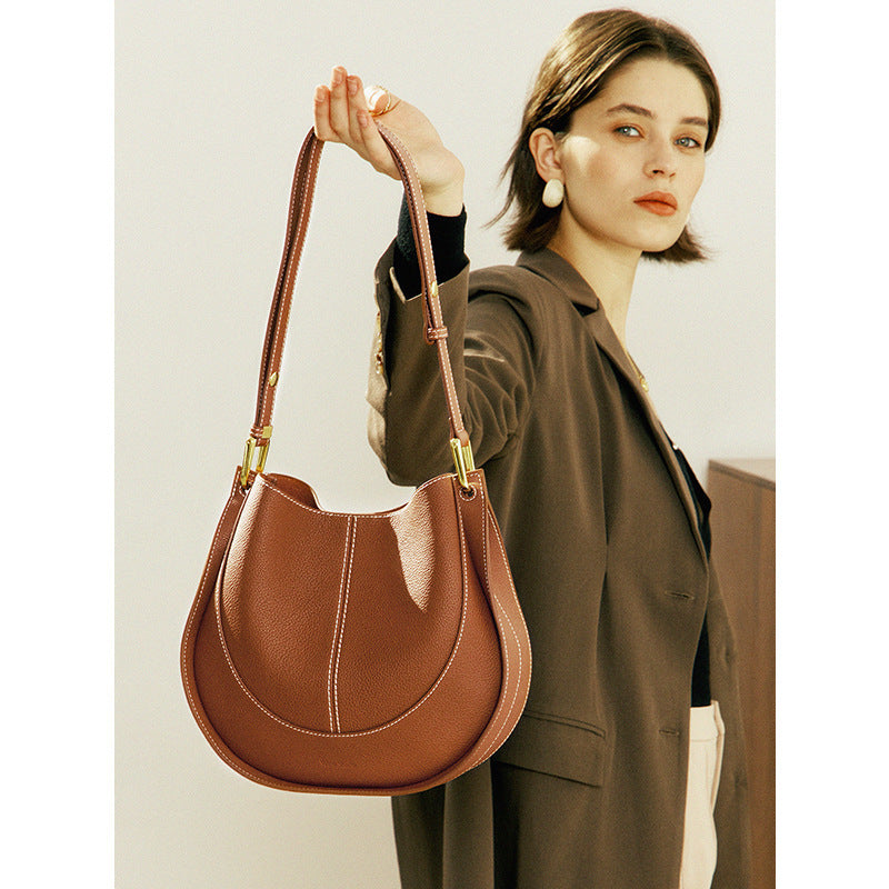 Women's Layer Cowhide Special Interest Light Luxury Design Tide Shoulder Bags