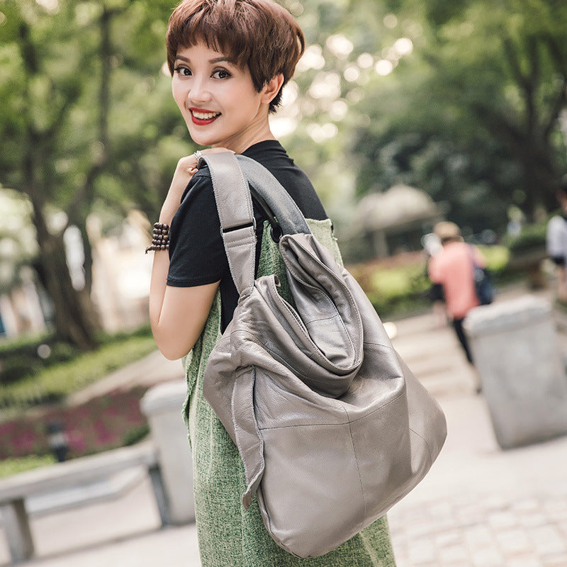 Women's Leather Soft Large Capacity Big Simple Shoulder Bags