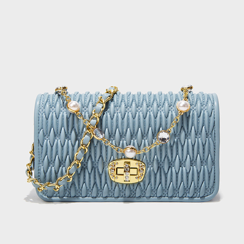 Women's Pleated Simple Easy To Match Pearl Crossbody Bags