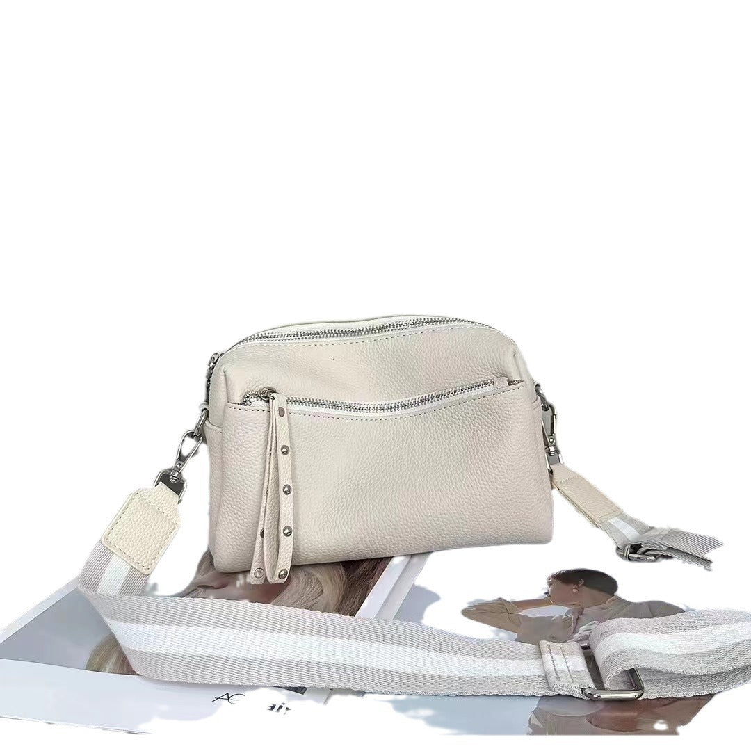 Women's Genuine Leather Wide Strap Cowhide Fashion Crossbody Bags