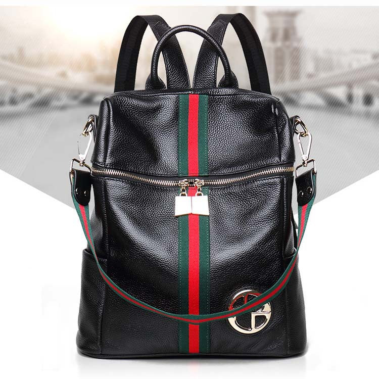 Women's Street Trend Leather Letter Embossed Backpacks