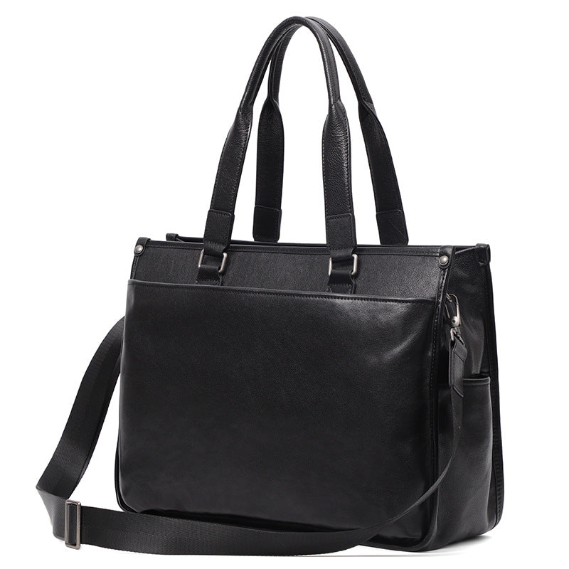 Men's Vegetable Tanned Leather Cowhide Large One Men's Handbags