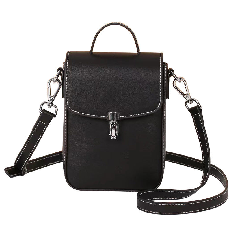 Style Vertical Leather Cowhide Mini Female Crossbody Bags