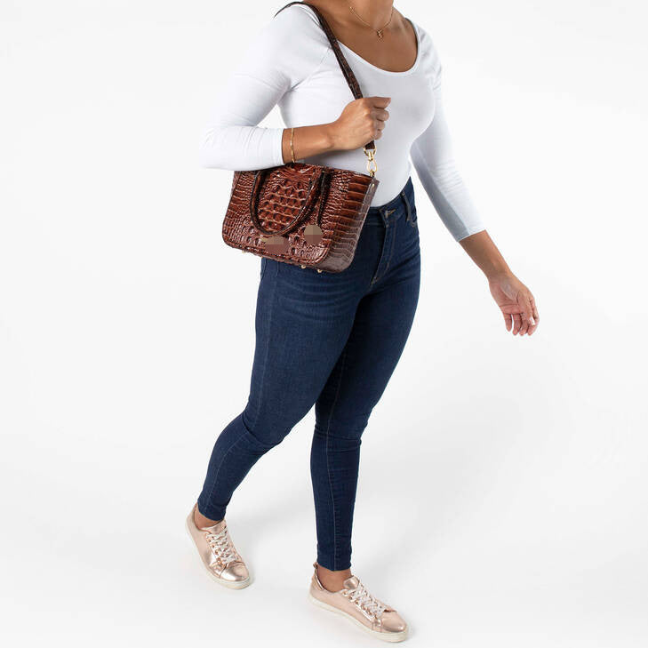 Women's Portable Underarm Vintage Brahmin Crocodile Pattern Handbags
