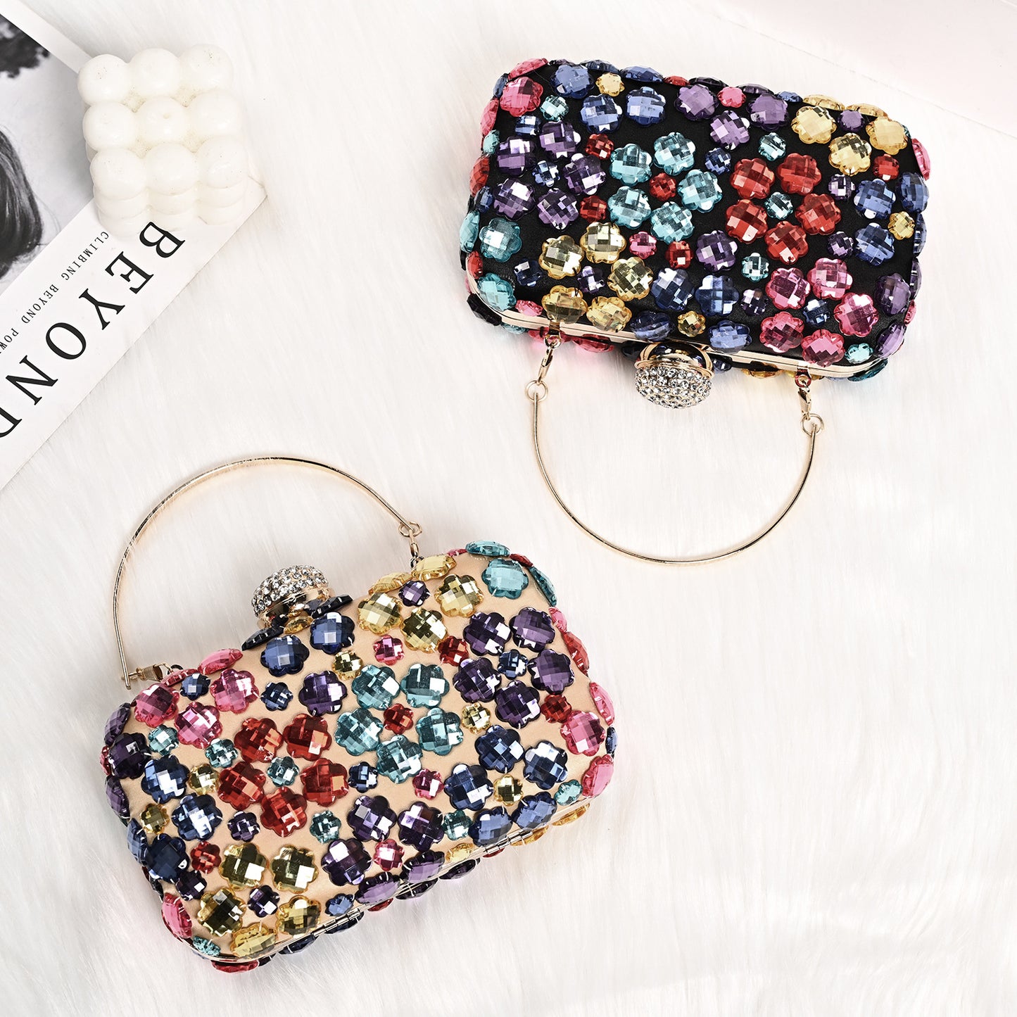 Crystal Dinner Handmade Beaded Three-dimensional Chain Evening Bags