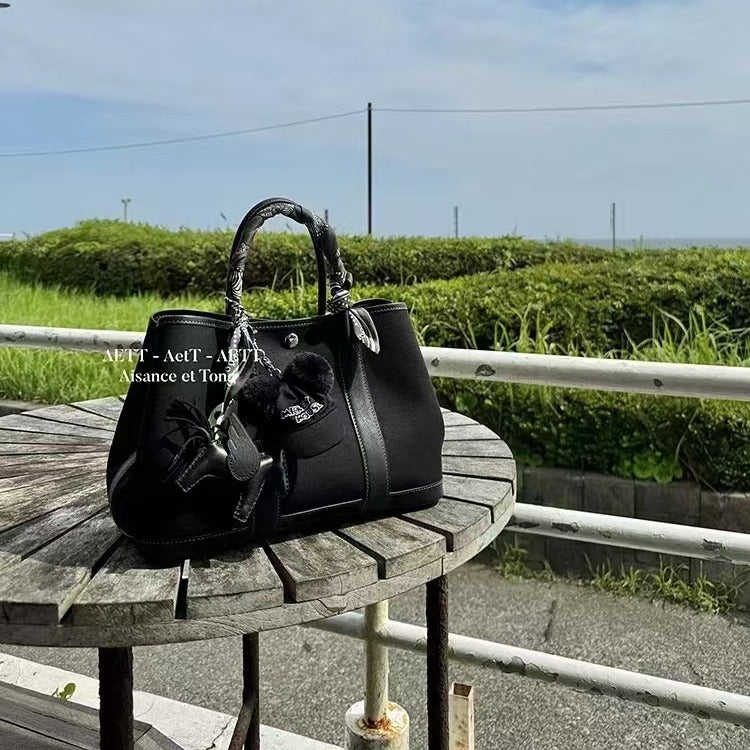 Women's Stitching Top Layer Cowhide Large Capacity Contrast Color Mom Handbags