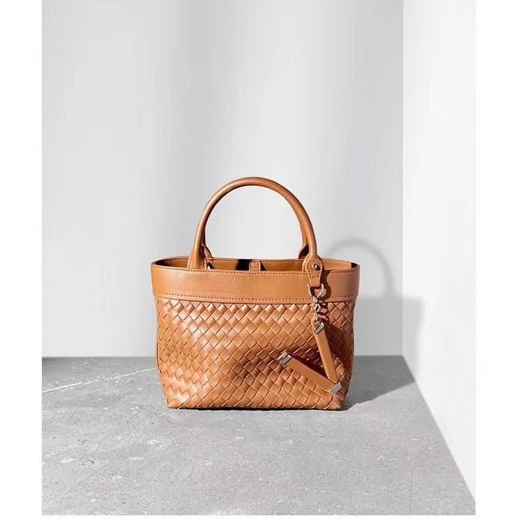 Women's Authentic Leather Weave Vegetable Basket Fashion Shoulder Bags