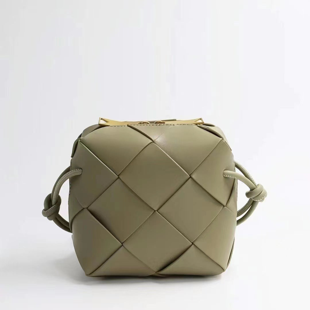 Rhombus Genuine Leather Portable High Sense Shoulder Bags