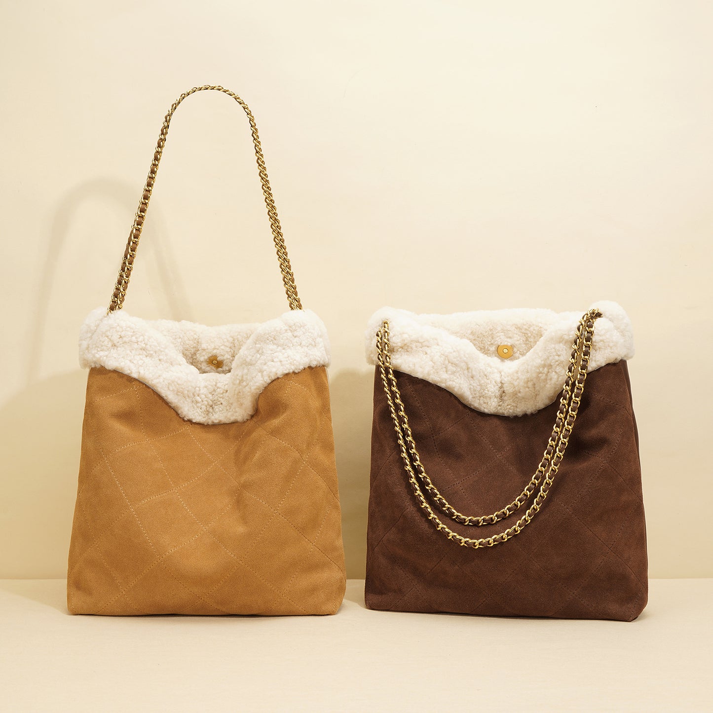 Wool Lamb Garbage Design Fashion Diamond Shoulder Bags