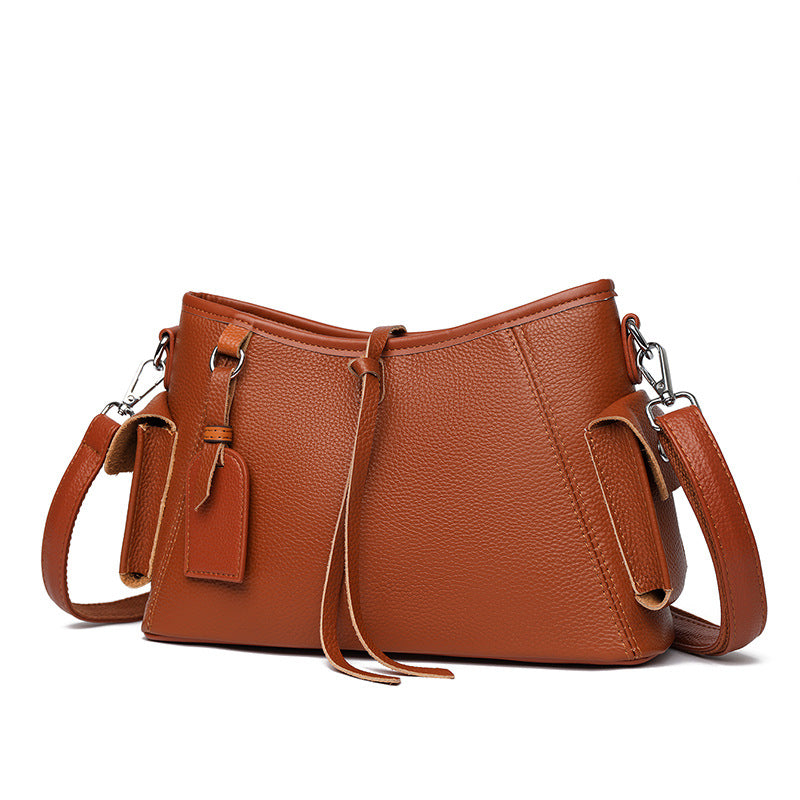 Women's First Layer Cowhide Leather Fashion Shopping Shoulder Bags
