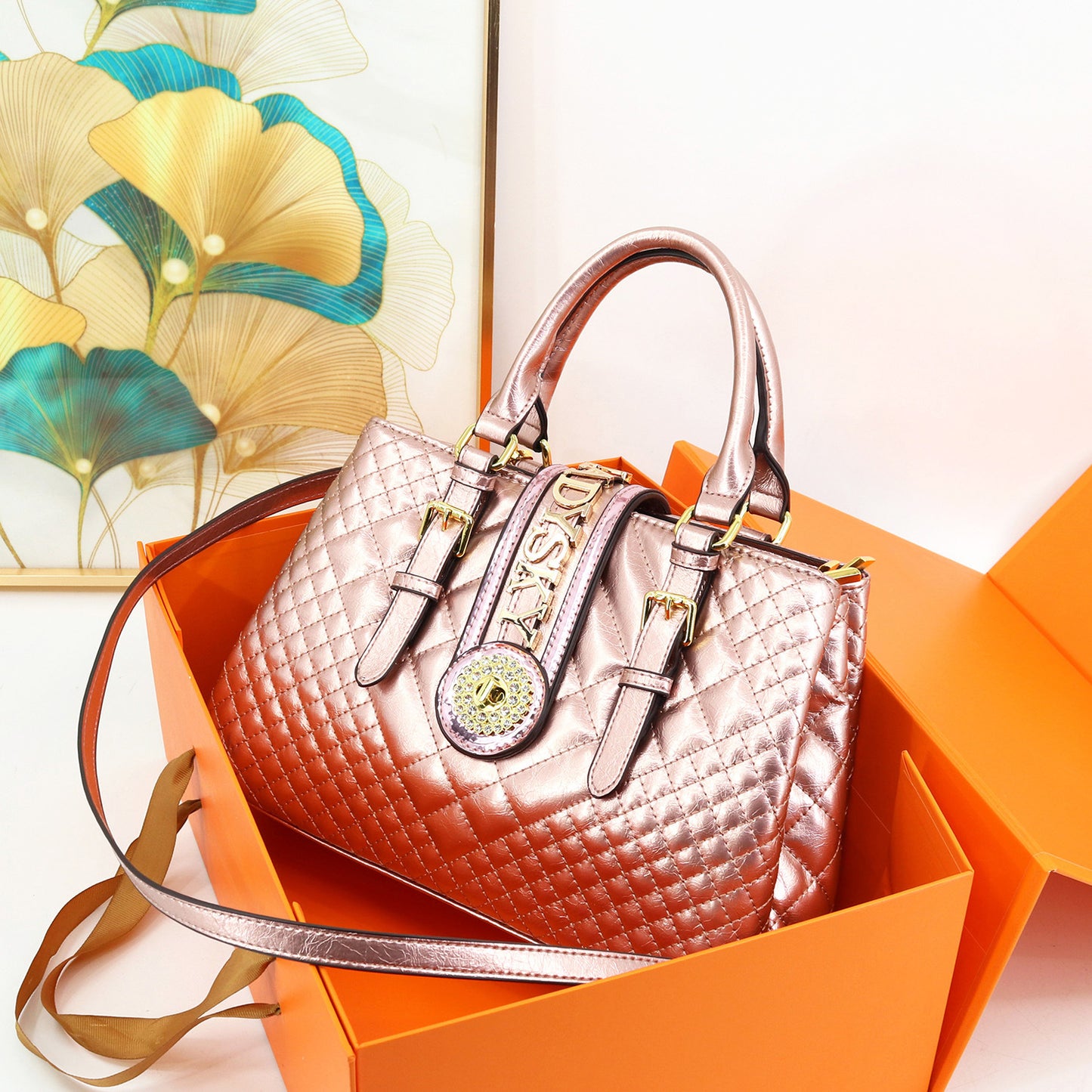 Women's Embroidery Thread Pu Leather Diamond Large Handbags
