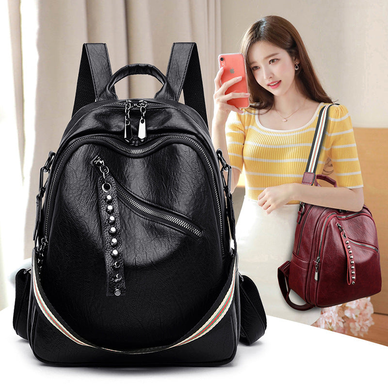 Women's Leather Shiralee Korean Fashion Soft Multifunctional Backpacks