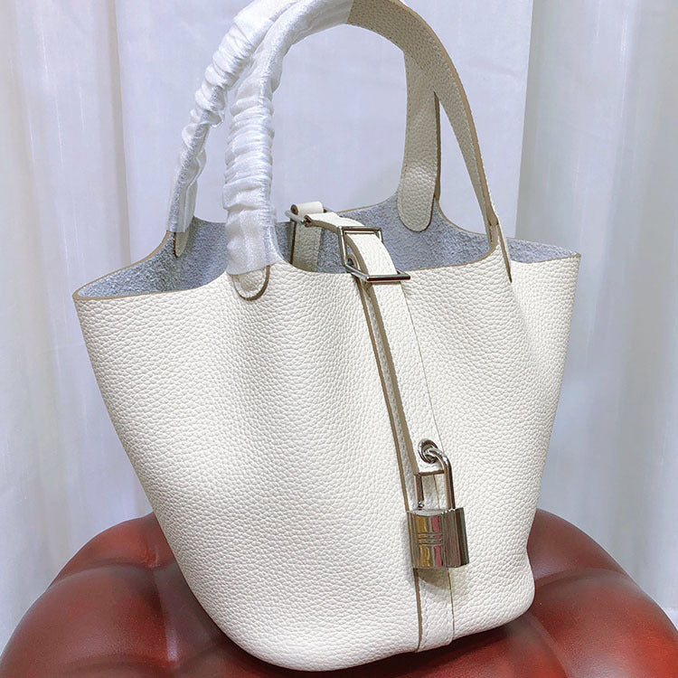 Women's Prepuce Vegetable Basket First Layer Cowhide Handbags