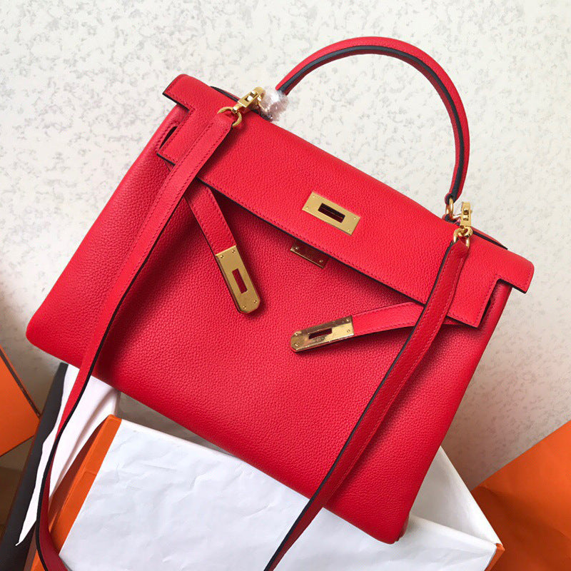 Women's Leather Classic First Layer Cowhide Litchi Handbags