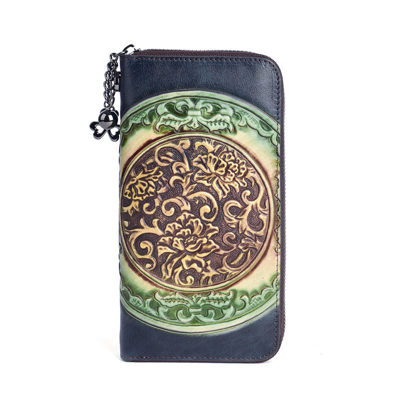 Embossed Vintage Ethnic Style Clutch Top Ladies Wallets