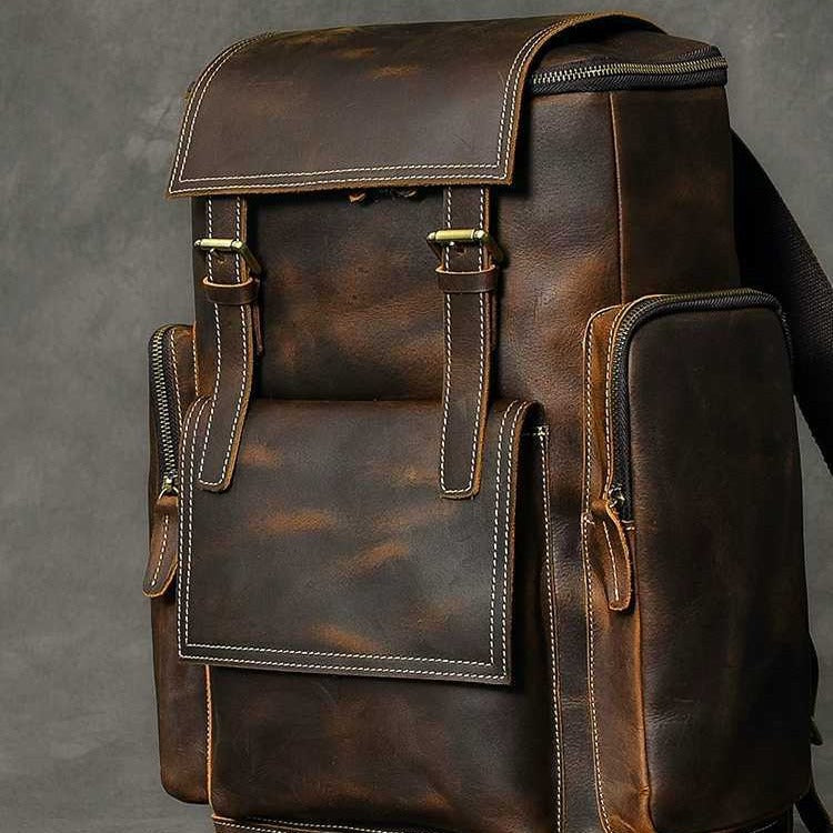 Women's & Men's & First Layer Leather Crazy Horse Backpacks