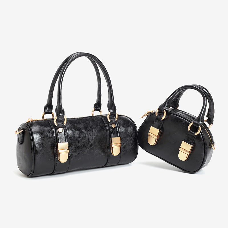 Women's Portable Boston High-grade Oil Wax Leather Crossbody Bags