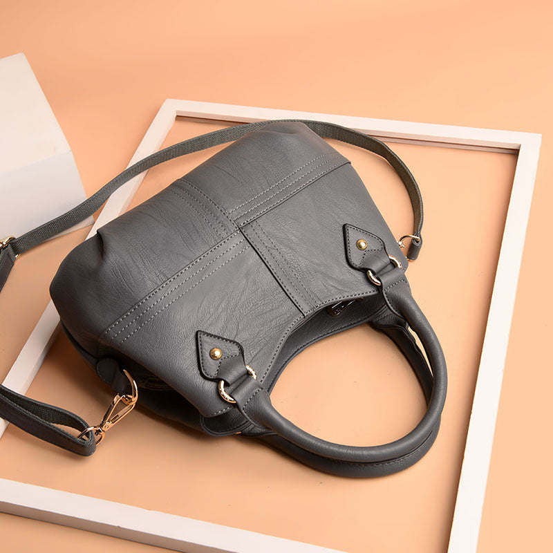 Women's Fashion Simple Texture Soft Leather Handbags