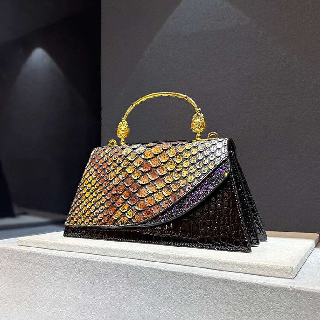 Women's Snake Pattern Genuine Leather Fashion Portable Crossbody Bags