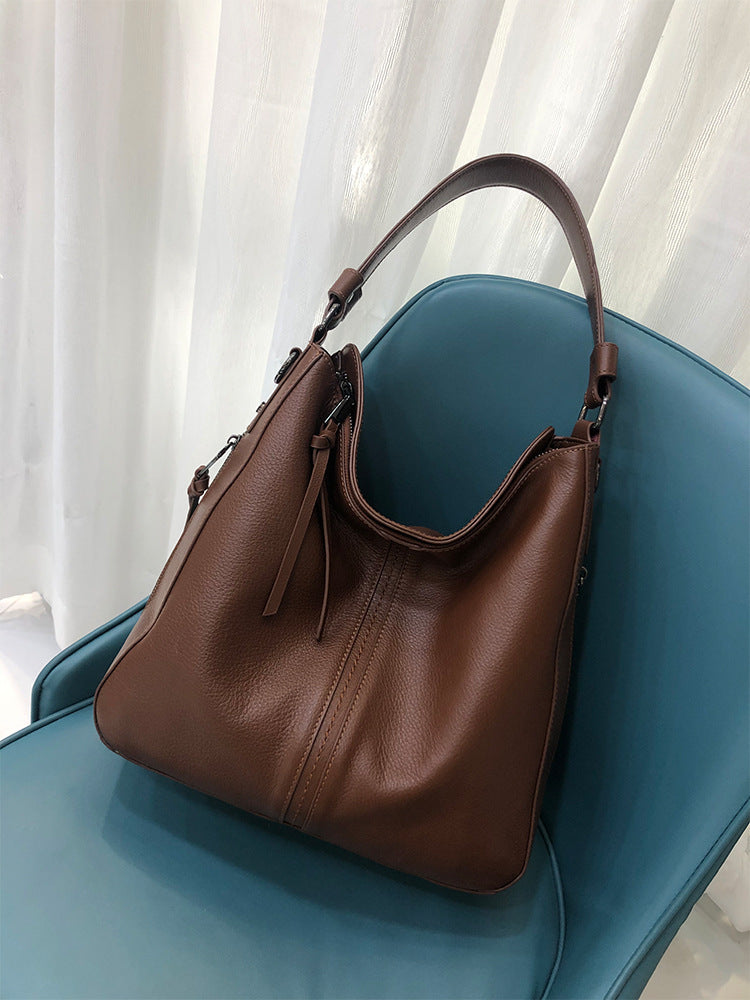 Women's Large Capacity First Layer Cowhide Portable Shoulder Bags