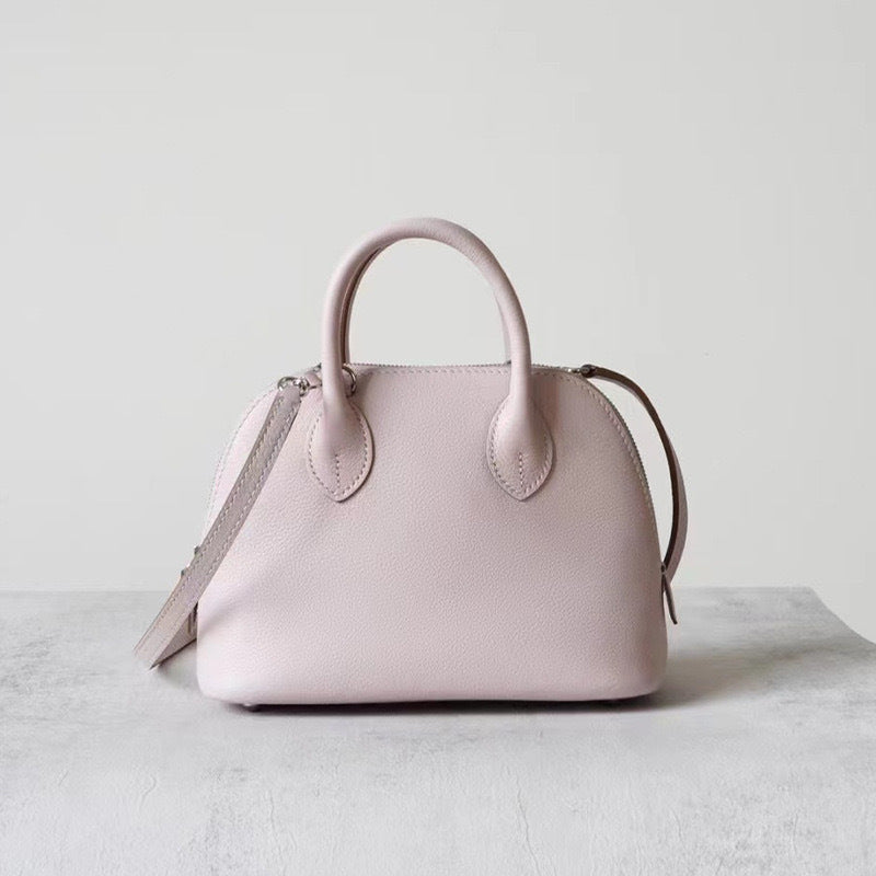 Women's Wax Line Top Layer Cowhide Bowling Crossbody Bags