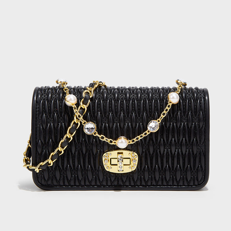 Women's Pleated Simple Easy To Match Pearl Crossbody Bags