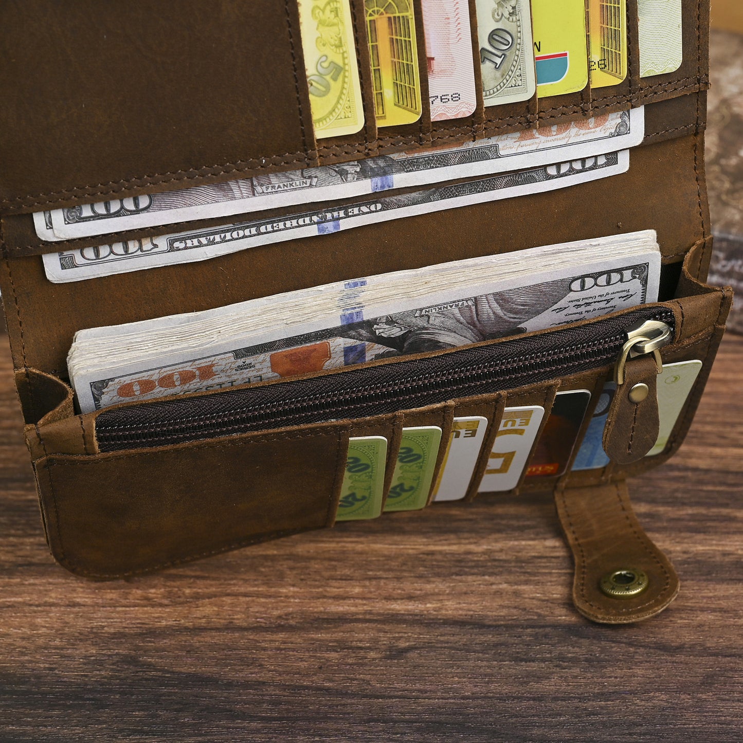 Men's Top Layer Crazy Horse Skin Cowhide Multiple Men's Wallets