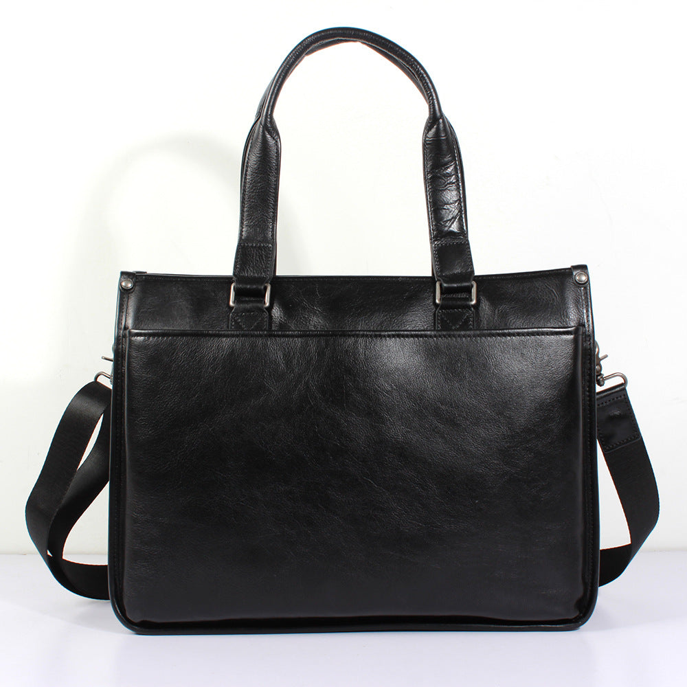 Men's Cowhide Vegetable Tanned Leather Large Capacity Business Men's Handbags