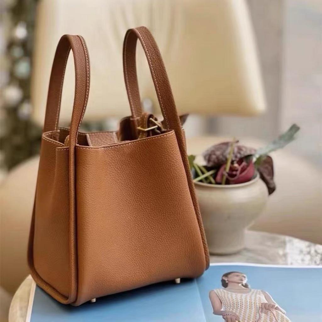 Women's Medium Vegetable Basket Genuine Leather Large Shoulder Bags