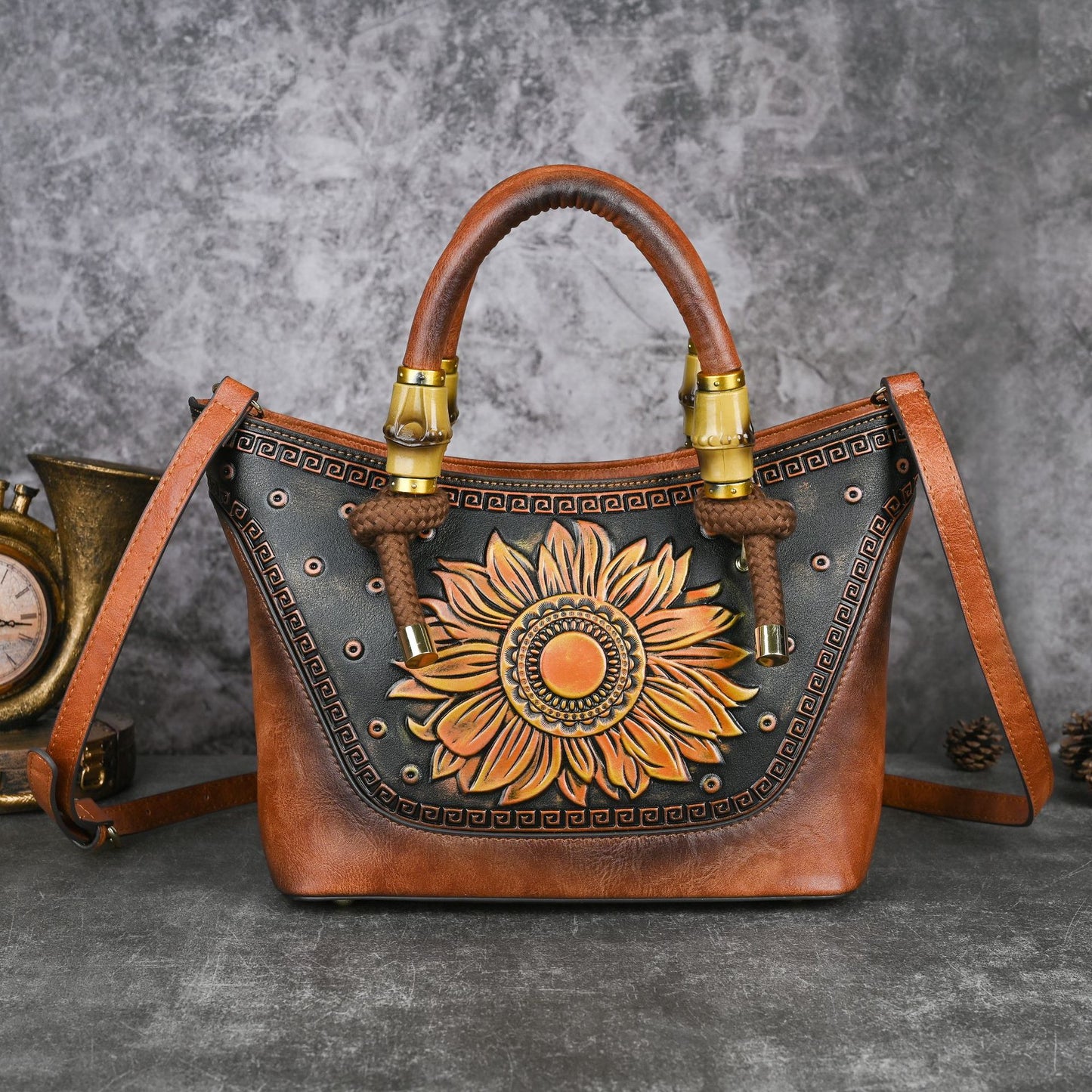 Women's Retro Genuine Leather Portable High Sense Handbags