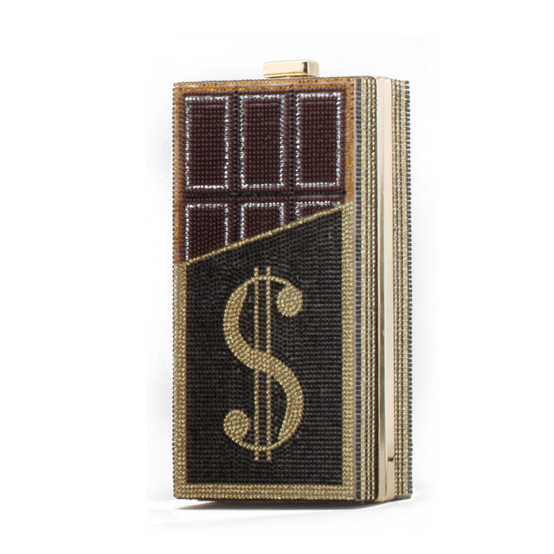 New Diamond Chocolate Dollar Dinner Chain Evening Bags