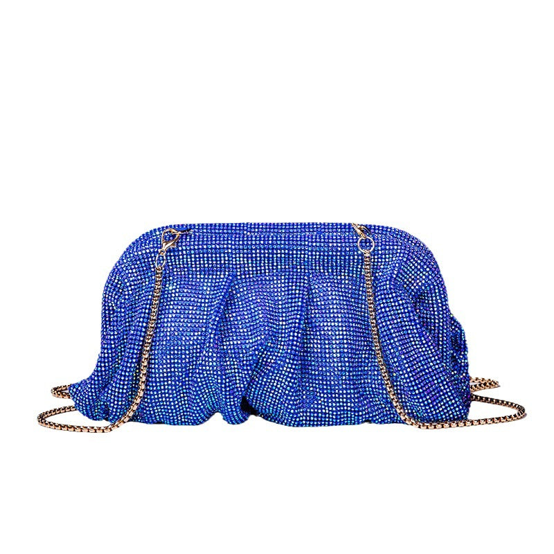 Hand Clutch Pleated Chain Rhinestone Cloud Clip Bags