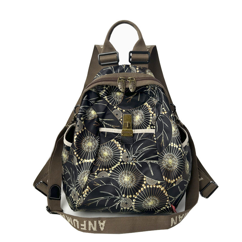 Black White Printed Ethnic Style Fashionable Large Backpacks