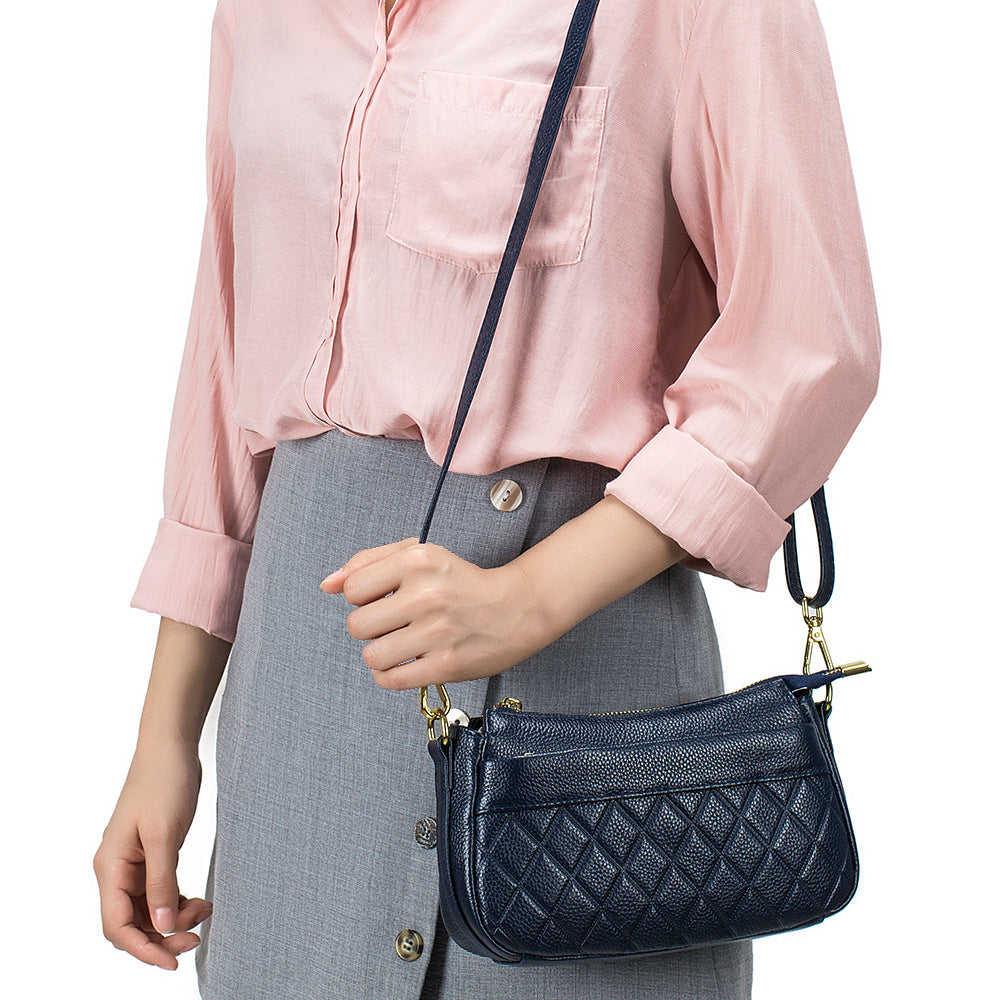 Women's Soft Leather Mother Fashionable Diamond Top Crossbody Bags