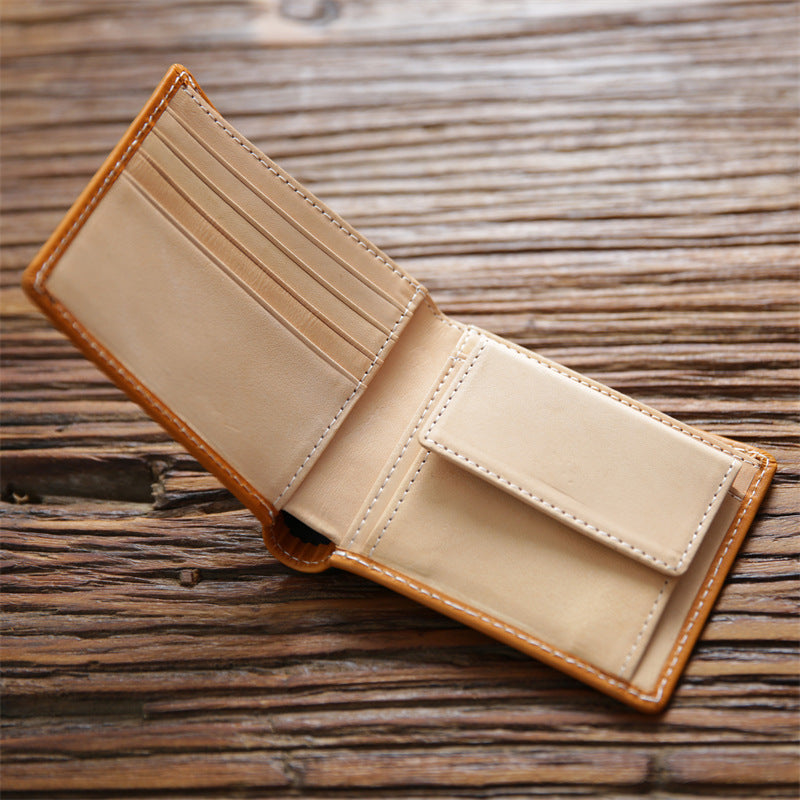 Men's Handmade Retro Short Genuine Leather Simple First Layer Men's Wallets
