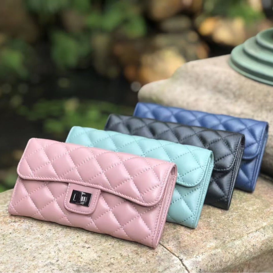 Sheepskin Female Rhombus Niche Long Fashion Genuine Coin Purses