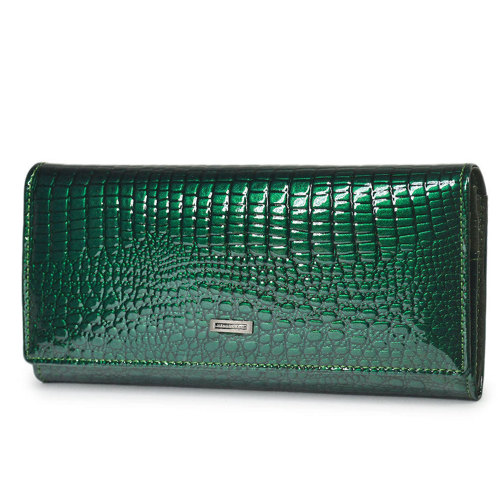 Women's Magnetic Snap Patent Leather Long Multiple Ladies Wallets