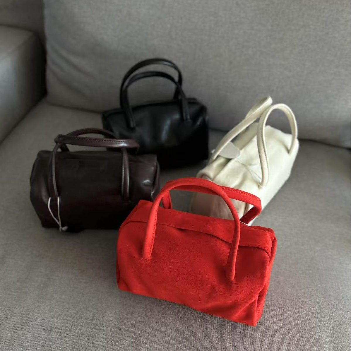 Women's Orange Cute Plant Sheepskin Frosted Toast Handbags