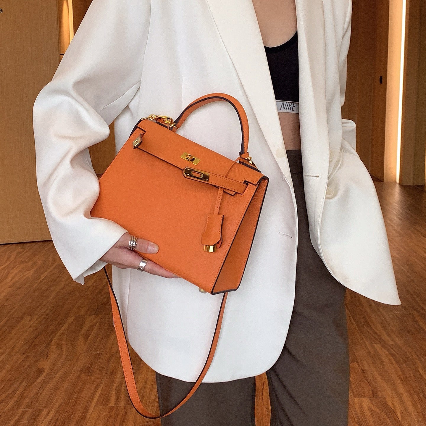 Women's Palm Print Genuine Leather Second Generation Handbags