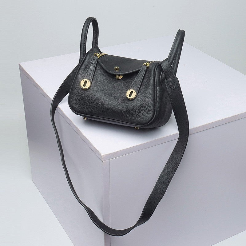 Layer Cowhide Lychee Pattern Lindy Doctor Genuine Leather Crossbody Bags